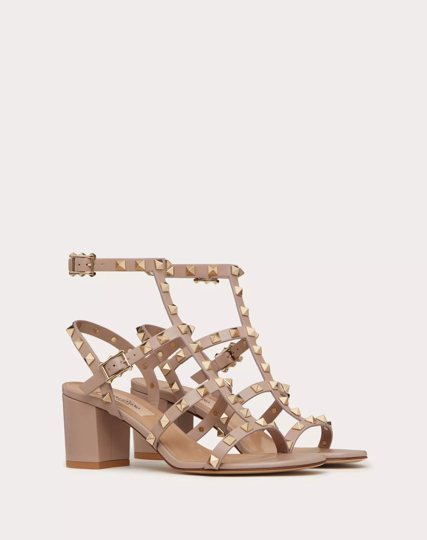 ROCKSTUD CALFSKIN ANKLE STRAP SANDAL 60 MM